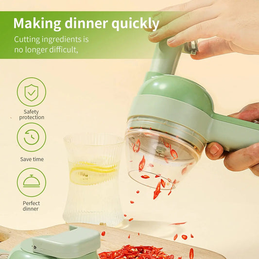 ChopEase Mini – Wireless 4-in-1 Vegetable & Garlic Cutter